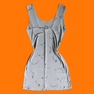 90's vintage gray slinky floral bodycon sleeveless mini dress M/L